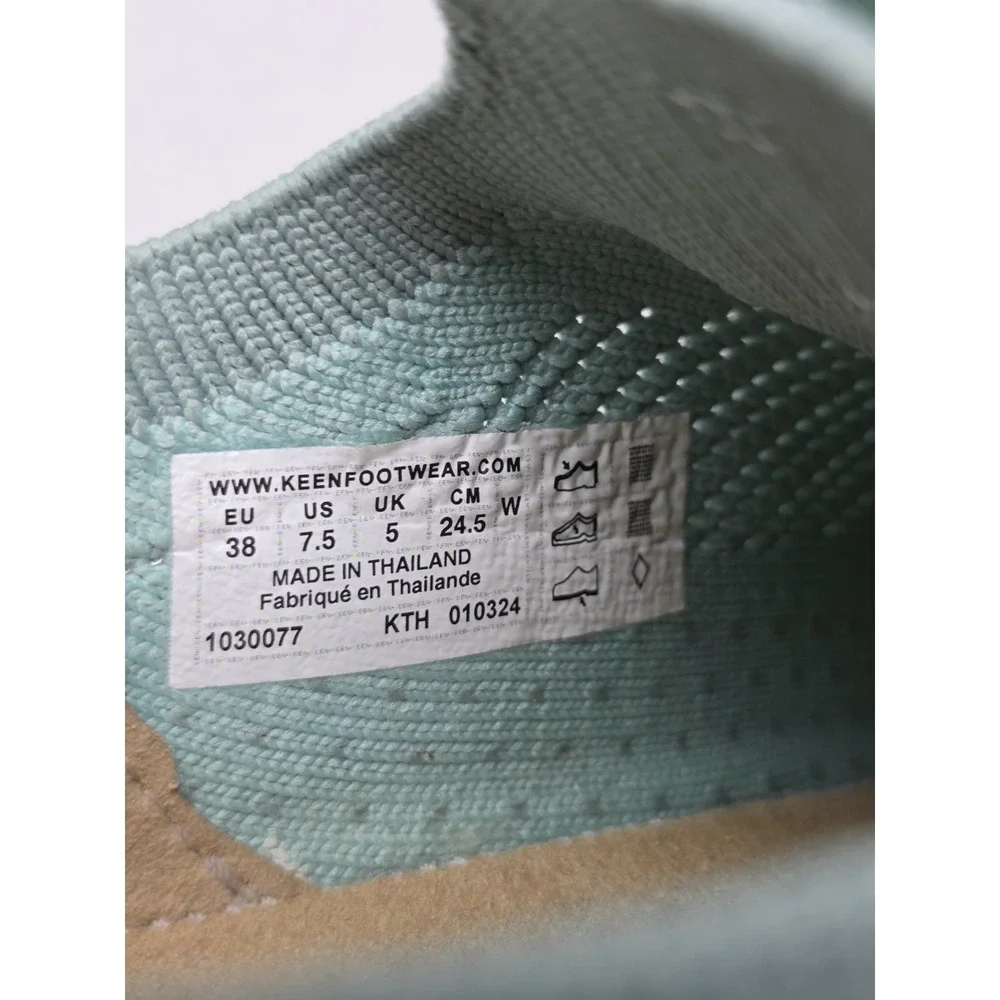 Keen Knx Knit Lace Sneakers Shoe Womens Size 7.5 Seafoam Green Pull on Pre-owned